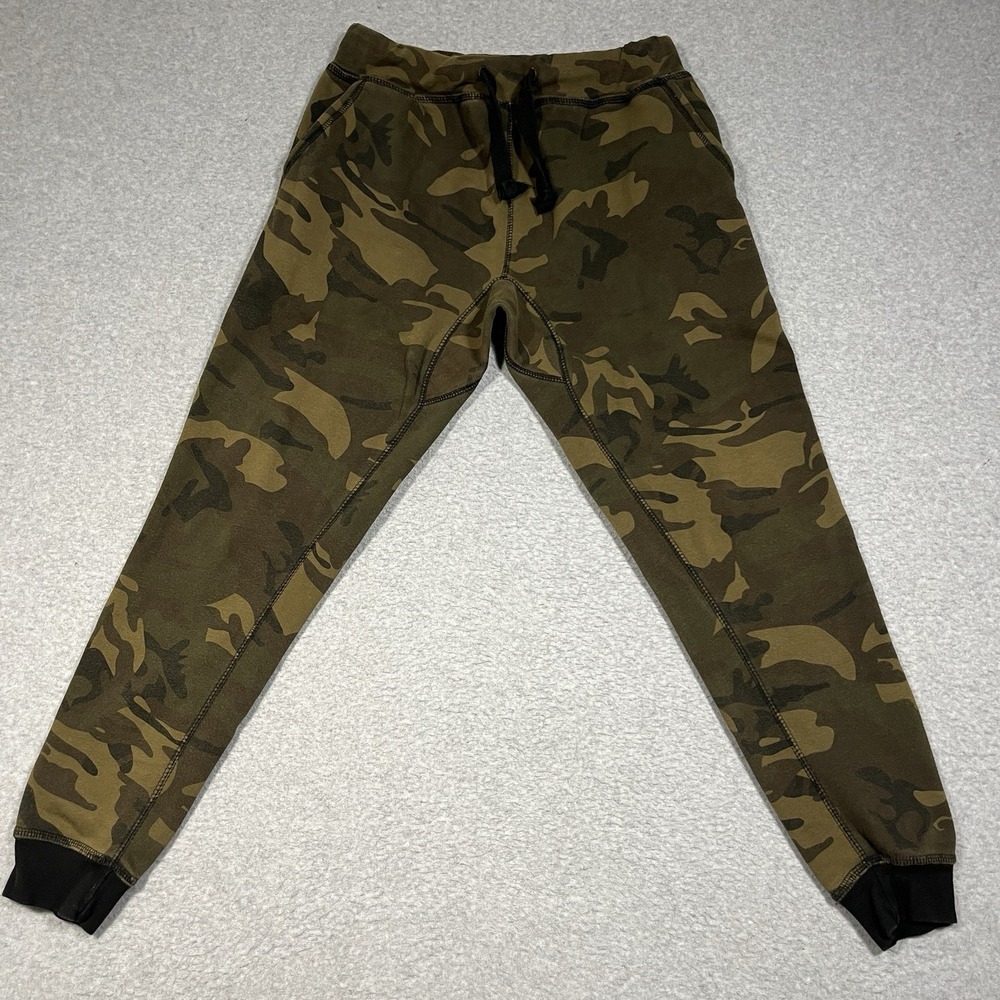 Young La Pants Mens Small Green Camouflage Joggers Elastic Waist Gym Lifting